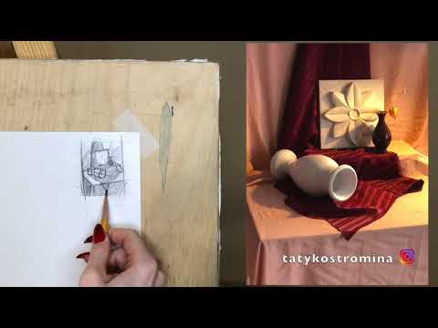 1 этап рисунка натюрморта с розеткой - Костромина Татьяна Александровна (Kostromina Tatiana)