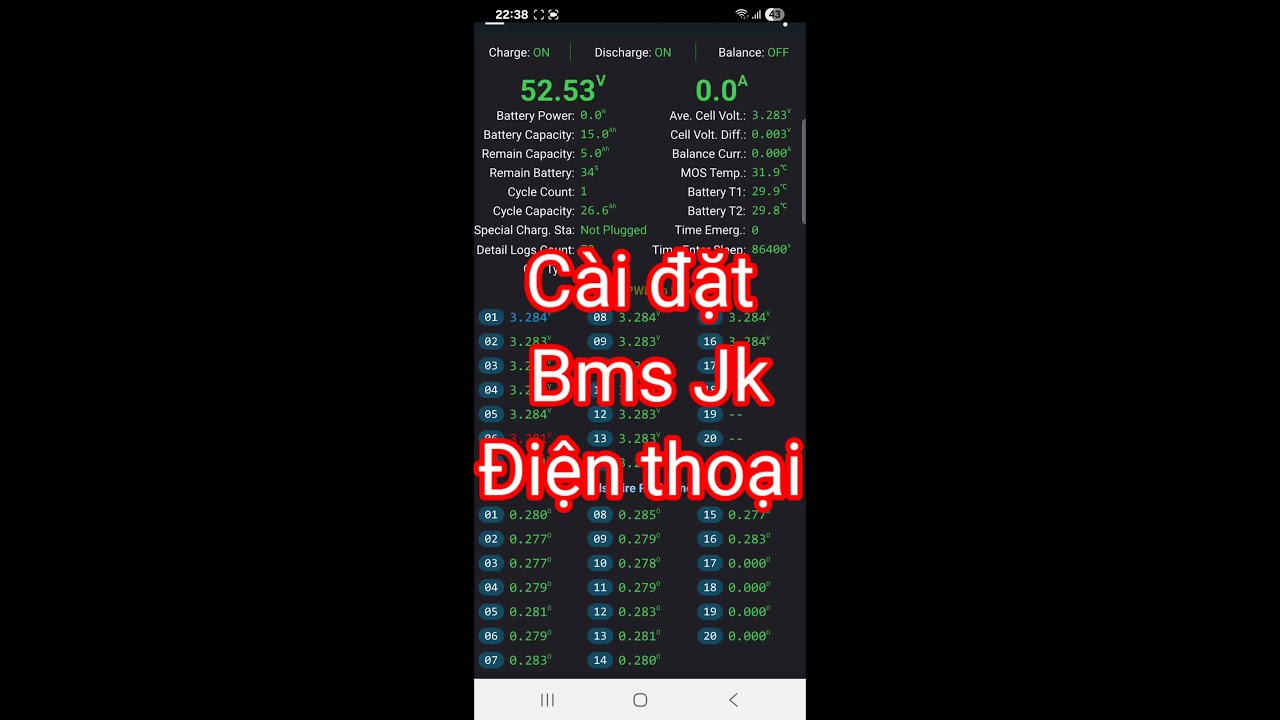 Hướng dẫn tải cài đặt và sử dụng mạch Bms jk kết nối điện thoại | xe điện thiên phát