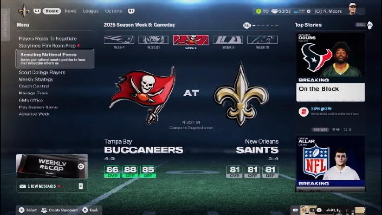 Saints vs Buccaneers - Madden 26 Franchise Mode (Season 1 Game 8)