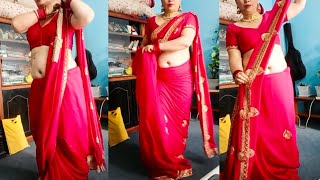 How To Wear Nepali Women Low Weast Silk Saree Drapping