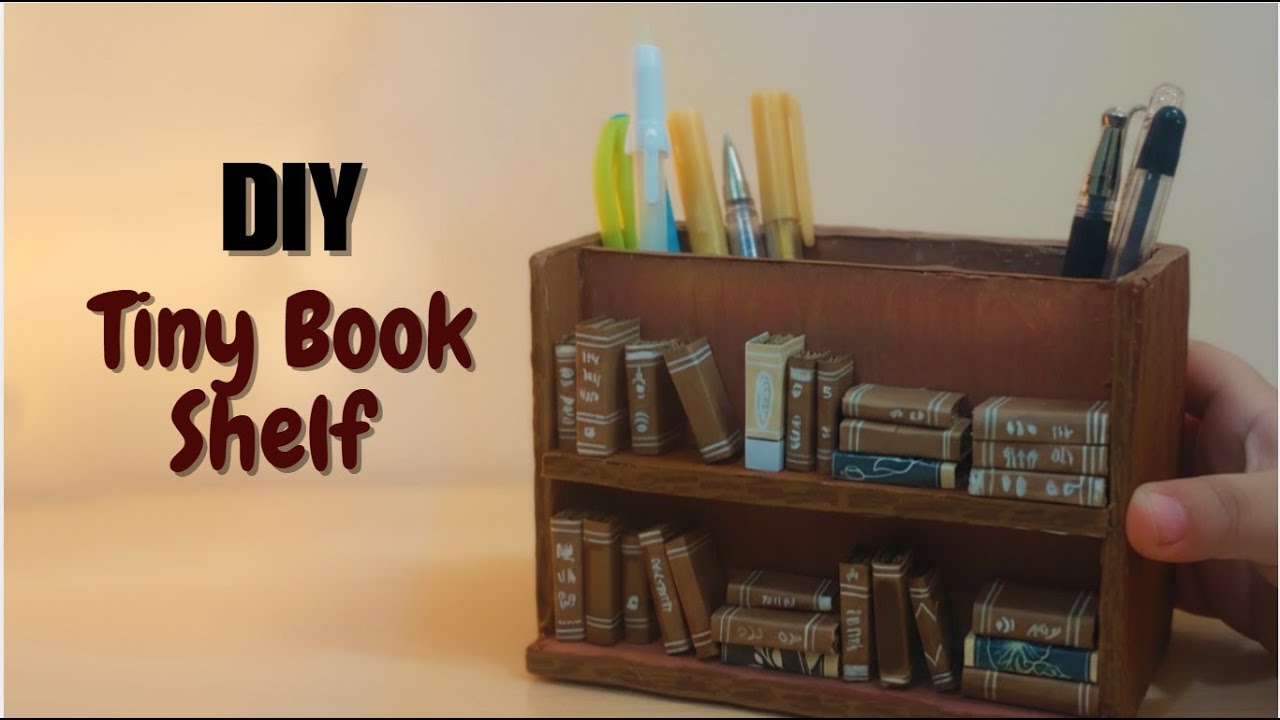 DIY Mini Book Shelf Pen Holder | Tiny Satisfying Desk DIY