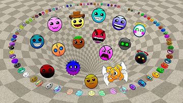 Geometry Dash and Lobotomy Dash Nextbots Family FALL into a FUNNEL Chasing me Gmod