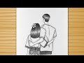 Cute couple drawing easy/Step by step drawing pencil sketch/ Couple drawing/Romantic couple drawing