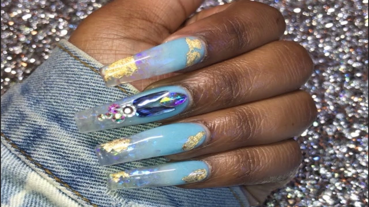 WATCH ME DO MY OWN ACRYLIC NAILS | Birthday Nails 💅🏽 - YouTube
