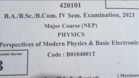 Physics Answer key|BSc. 4th sem|Maa Shakumbhari University|Study By Sukanya Srivastav|MSU | NEP2020