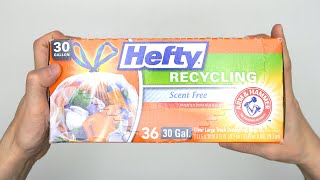 Hefty Clear 30 Gallon Recycling Trash Bags 36 Count Unboxing