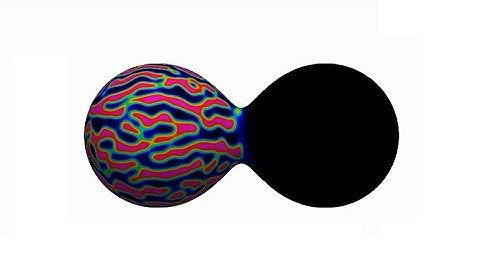 Spinodal decomposition and pattern formation along two colliding spheres: the Cahn-Hilliard model
