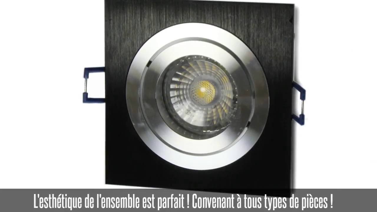 Kit encastrable avec ampoule GU10, 5W, blanc neutre + support carré wengué + douille