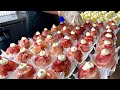 케이크 예약은 필수! 줄서서 먹는 케이크 공장의 복숭아 치즈 케익 Cheese peach cake making in cake factory - Korean street food