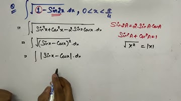 Integration of Sqrt(1-Sin2x) x lies between 0 and pi/4