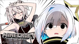 【Minecraft】うさ建氷上レース！かなたとししろ【天音かなた＆獅白ぼたん/ホロライブ】