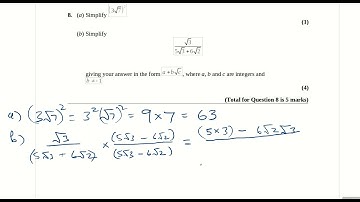Pearson-Edexcel GCSE to A-level Transition Algebra Exam Questions Q8