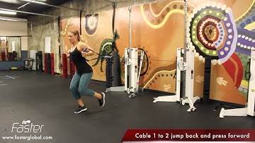 Base Exercise Cable Jump 1 to 2 back and press forward