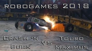 RoboGames 2018 - Crash 'n Burn - Round 2 vs Touro Maximus