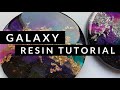 Galaxy Resin Coasters: Tutorial 3D galaxy effect, with planets and shimmer. Gold and Silver leaf