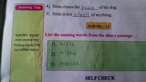 Class three (3) Wings Part 1 Lesson 1 (Activity9-13),Self Check(Activity 1-7).....
