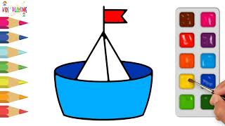 Color the Sail Boat | Coloring Videos for Kids | Kids' Playtime