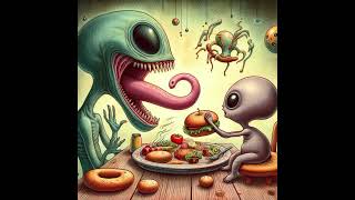 The ingredients in their food might be human... #ai #illustration #art #alien #cook #meal #food