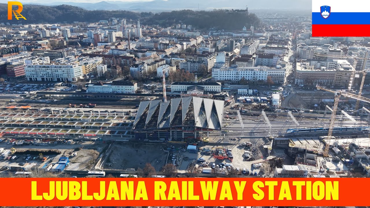 4K Ljubljana Railway Station and Project Emonika Progress (December 2025) Aerial View - Slovenia