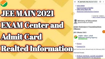 JEE Main 2021 Admit Card Realesed||JEE Main 2021 Detiles
