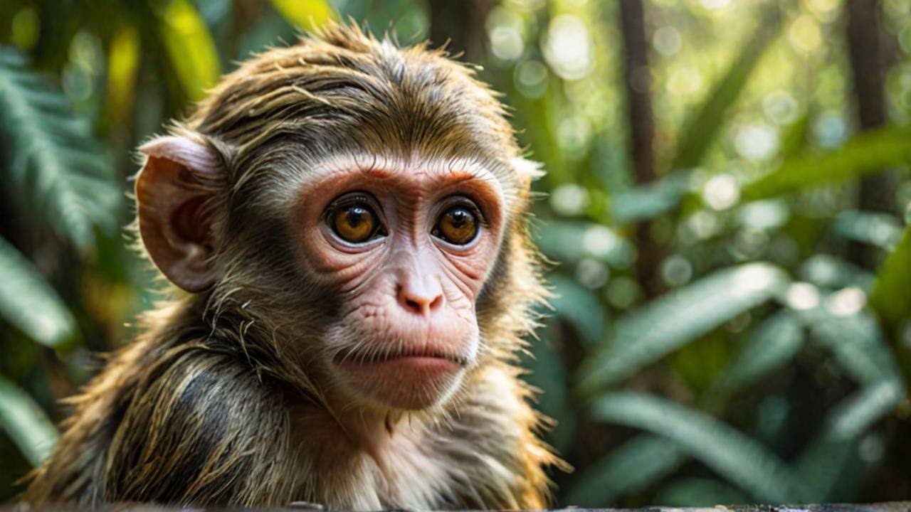 Baby monkey suffering 🥺😭 