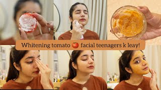 4 easy steps tomato facial for teenagers at home | skin whitening facial !