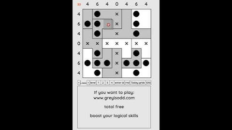Grey is Odd - Today grids. Solution level 1 7X7 dated 08-12-2024 #logicpuzzles #logicgames  #games
