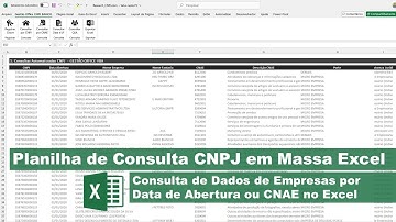 Consultar CNPJ Excel em Massa | Planilha para Consultar CNPJ em Lote