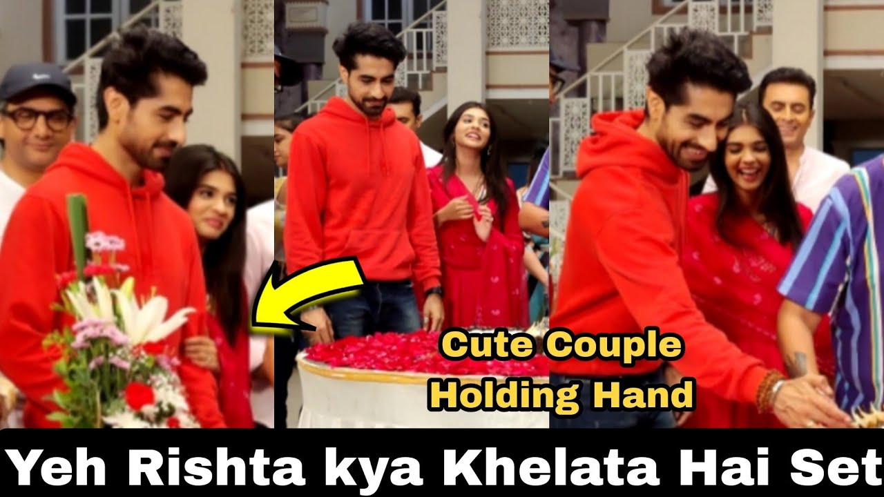 Pranali Rathod & Harshad Looking Too Cute Holding Hands In Front Of Whole Team Of Yeh Rishta #yrkkh
