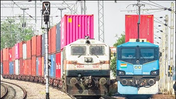 Diesel Vs Electric || Double Stack Container Compilation || Indian Railways
