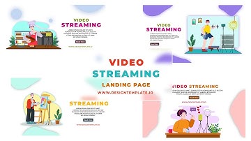 Video Streaming Landing Page After Effects Templates | Illustration Character Animation Set