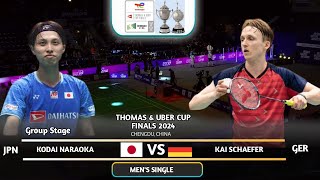 Kodai Naraoka 奈良岡功大 (JPN) Vs Kai Schaefer (GER) | Badminton Thomas & Uber Cup 2024