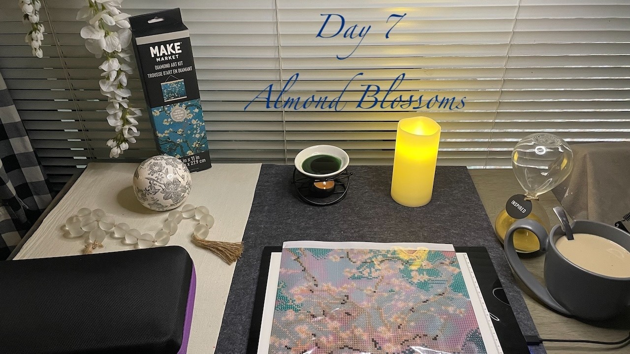 Day 7 - Almond Blossoms by Vincent Van Gogh - Diamond Painting Series - Handicraft