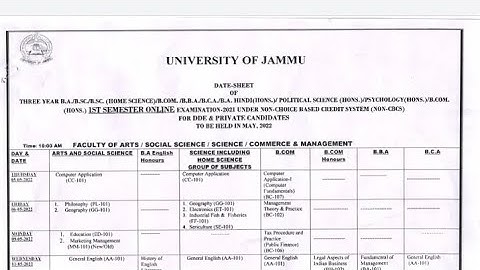 Datesheet Ist sem Regular private exam Online with viva 😭