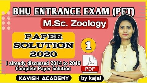 BHU MSc Zoology 2020 Entrance Exam question Paper Solution | Part-1 | #bhumsczoology2020