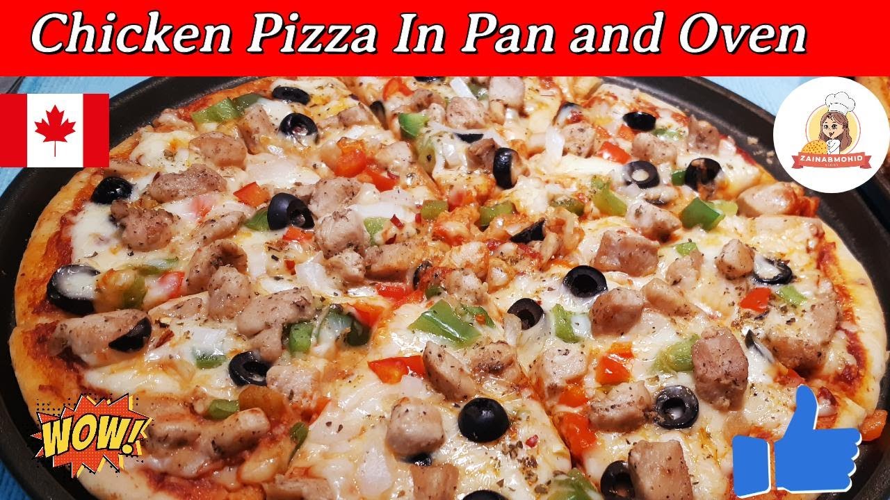 Homemade Chicken Pizza Recipe In Pan And Oven Restaurant Style Chicken Pizza Chicken Tikka