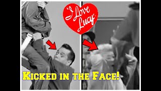 BIG BLOOPER! Ethel Gets KICKED in the FACE by Ricky During "I Love Lucy!"