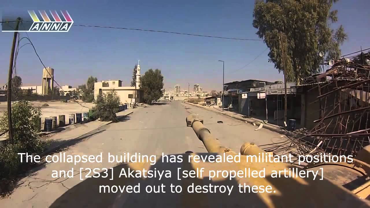 Battlefield Syria 2013   Akatsiya 2S3 Self Propelled Howitzer live fire