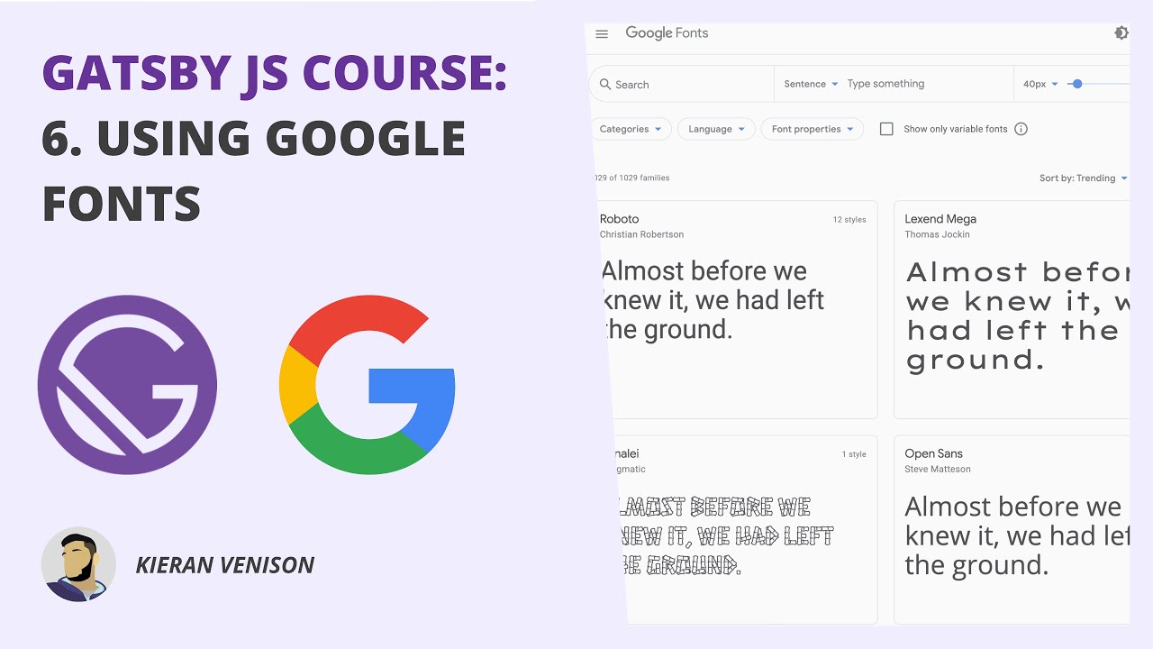 Gatsby Js Course: 6. Using Google Fonts - Youtube
