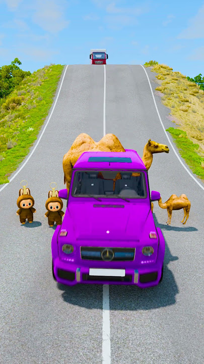 Flatbed Cargo Truck VS Batrian Camels & Labubu Classic Characters - BeamNG.Drive
