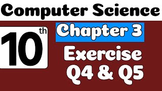 10th Class Computer Science Ch 3 | Exercise Question 4 & 5 | Class 10 Computer Science Chapter 3