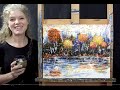 How to Paint "ABSTRACT AUTUMN REFLECTION BLUE" with acrylic and plastic wrap! - Paint & Sip at Home