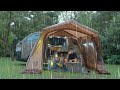 [SOLO CAR CAMPING]Watching the rain from the window of the tent/rainy weather camping /Relax /ASMR