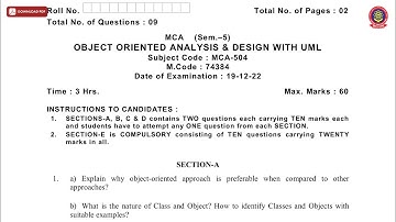 MCA 5TH SEM OBJECT ORIENTED ANALYSIS AND DESIGN WITH UML DEC 2022 | PTU