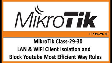 MikroTik Class-29-30 LAN & WiFi Client Isolation and Block Youtube Most Efficient Way Rules