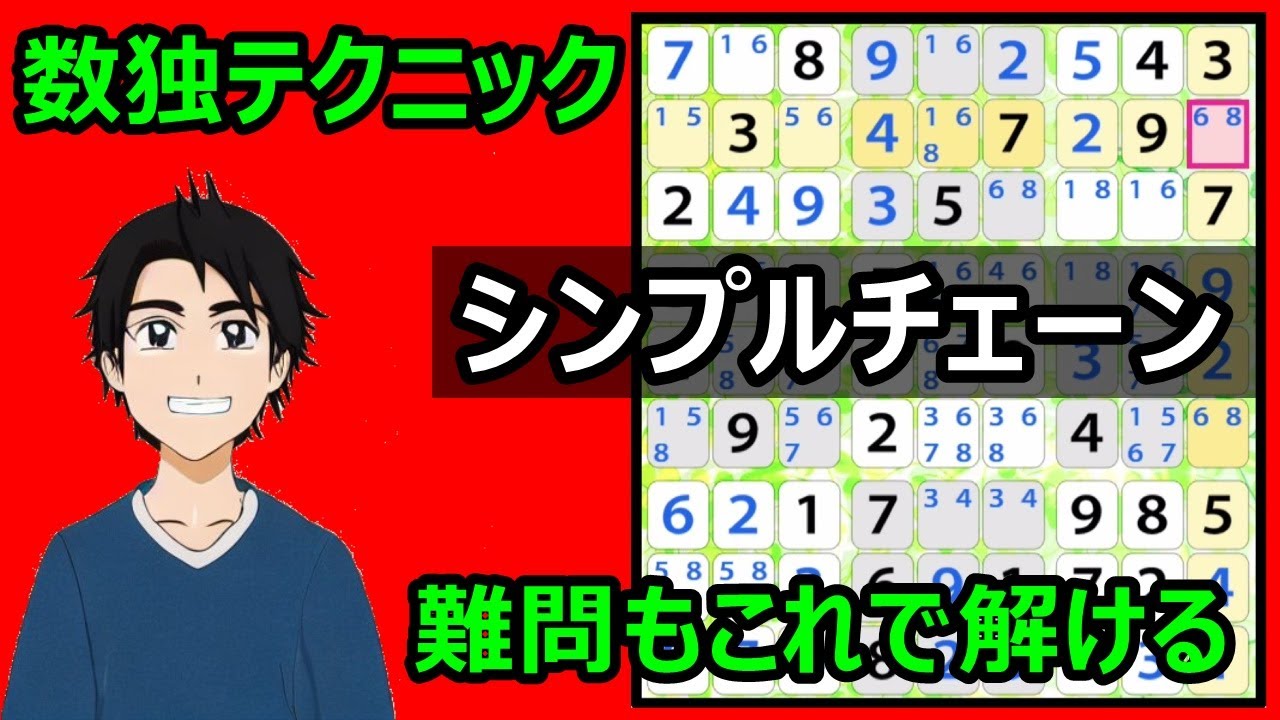 【ナンプレを解くコツ】チェーン系テクニックを駆使した数独の解法