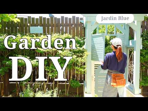 【庭DIY】目隠しルーバー扉のつくりかた｜平板で作る石畳｜バラのお手入れ