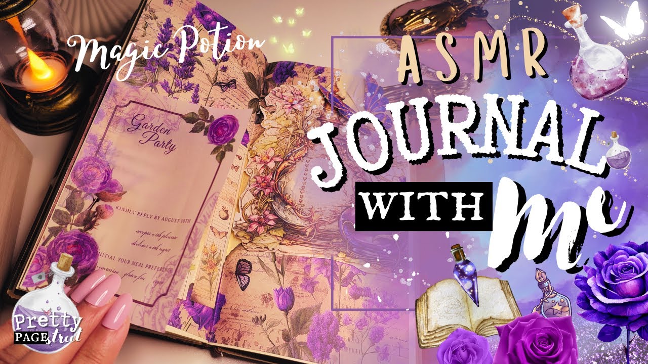 ASMR Magic Potion 🪄💜Scrapbooking Journal With Me Aesthetic Journaling | Paper Collage Ideas Calming