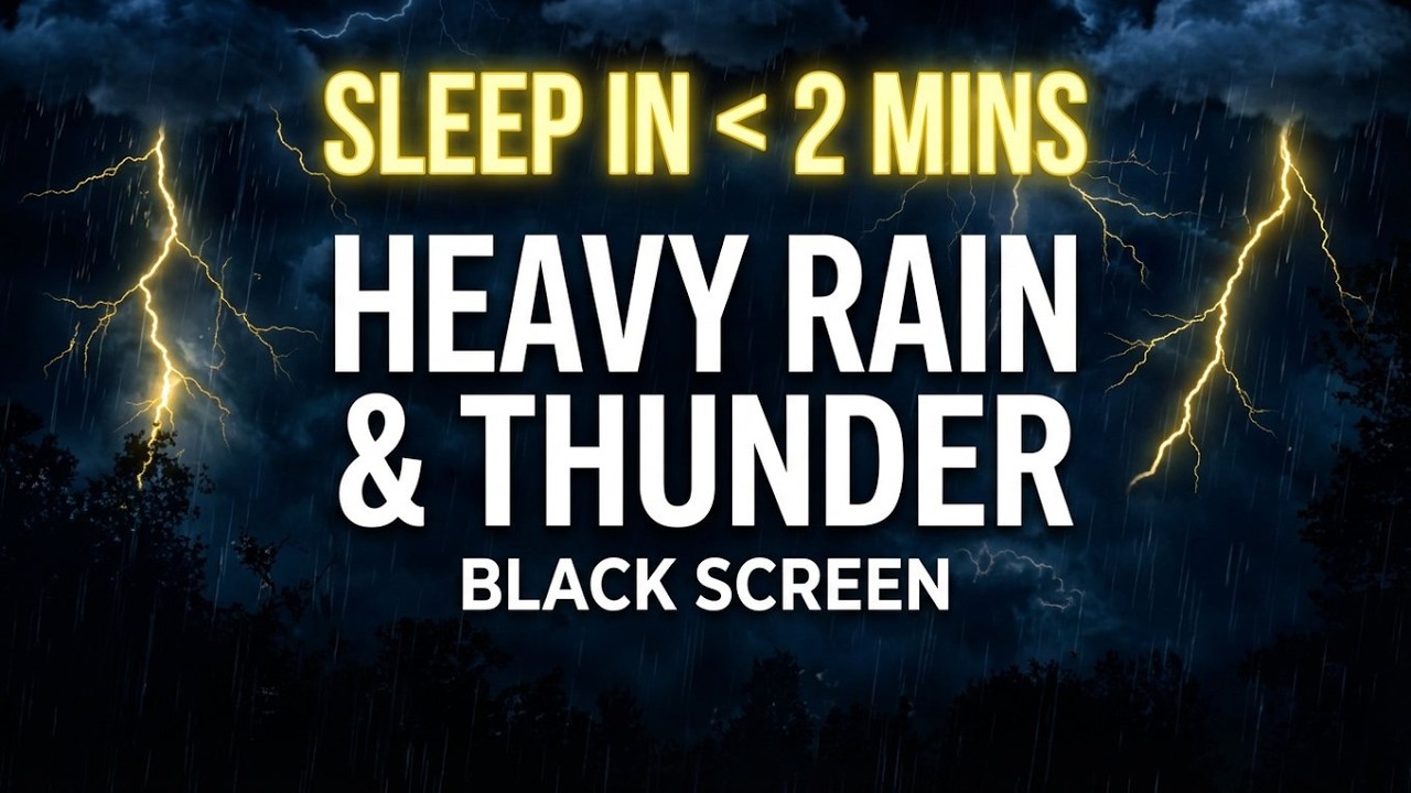 Heavy Rain & Thunder ⛈️ Black Screen for Insomnia | Deep Sleep Storm Sounds | 10 Hours | Healing