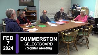 Dummerston Selectboard: Dummerston SB Mtg 2/7/24